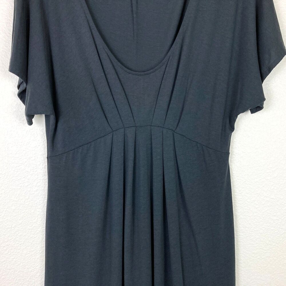 Massimo Dutti Empire Waist Dress Size S - M Dark Gray Scoop Neck Flutter Sleeves - Picture 3 of 7